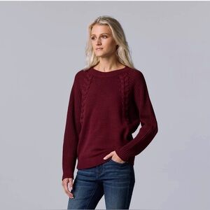 Simply Vera Vera Wang Braided Cable Knit Batwing Sleeve Sweater Size Small